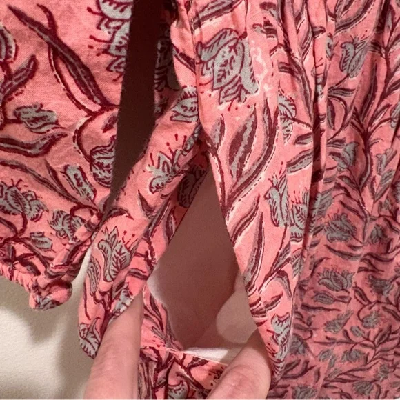 Madison Mathews || Block Print Fit‎ & Flare Mini Dress Floral Pink Small - Picture 5 of 9